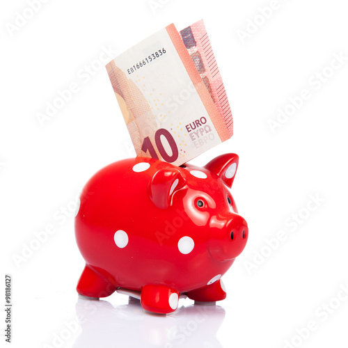 Piggy bank with 10 Euro note