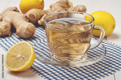 Tea with ginger and lemon