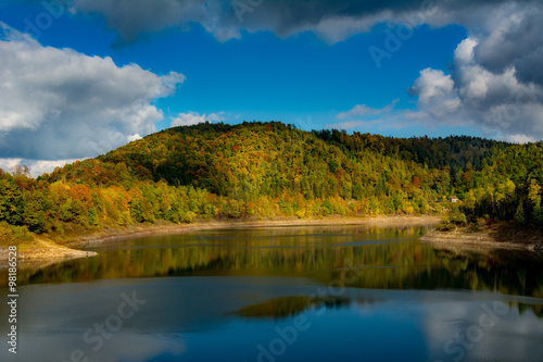 Autumn view of Pilchowickie Lake, Poland