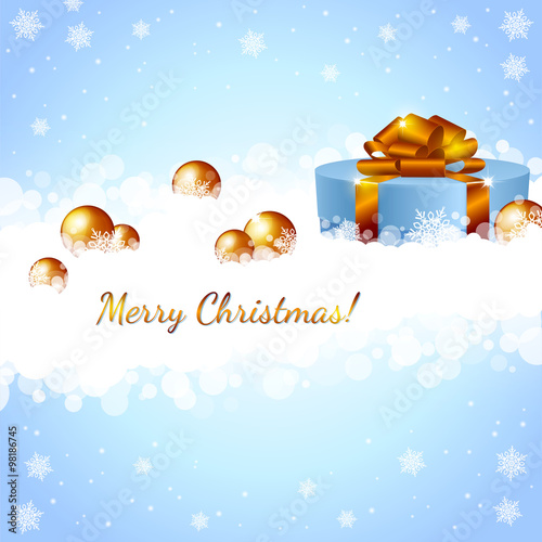 Christmas gift box and snowflakes