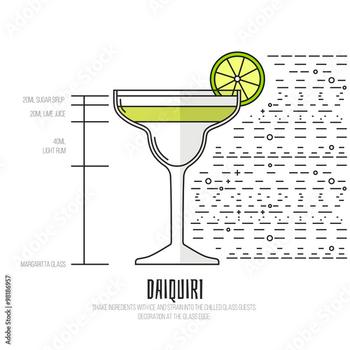 Daiquiri - Thin Flat Line Style Coctail Recipe
