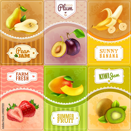 Fruits Berries Flat Icons Composition Poster