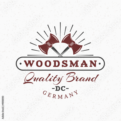 Crossed Axes. Vintage Retro Design Elements for Logotype  Insignia  Badge  Label. Business Sign Template. Textured Background