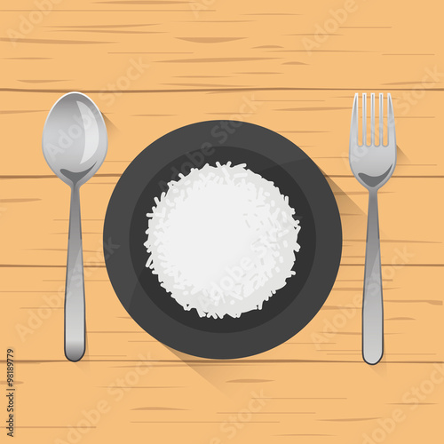  rice dish on wood background