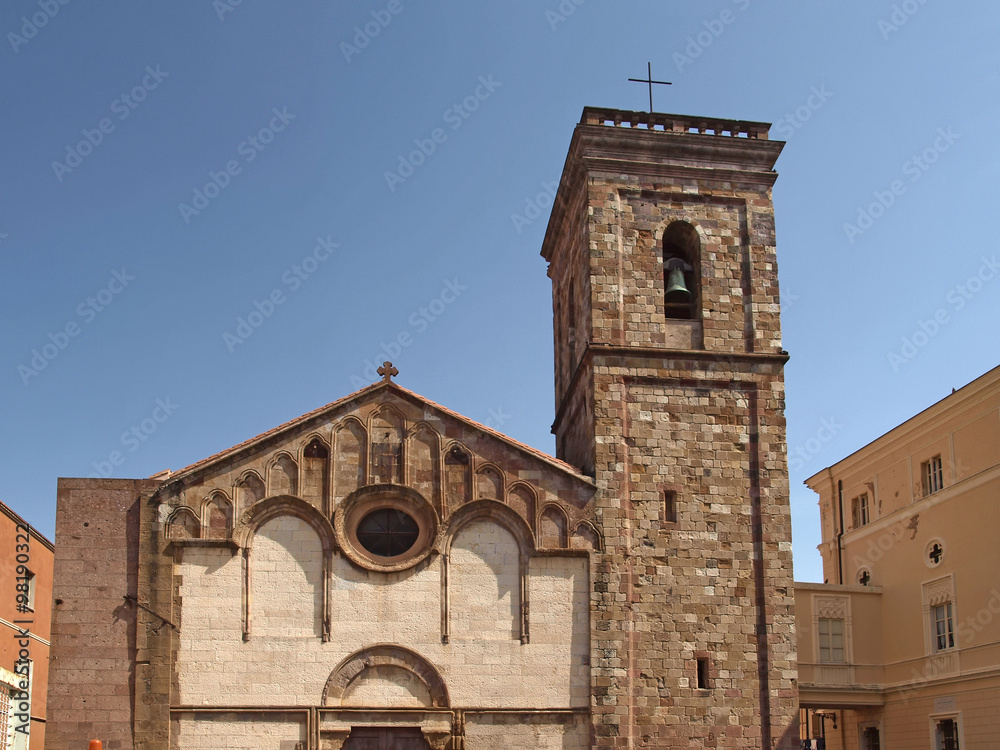 The cathedral of Iglesias (Cattedrale di Santa Chiara) at the Place Piazza Municipio, Sardinia, Italy, Europe