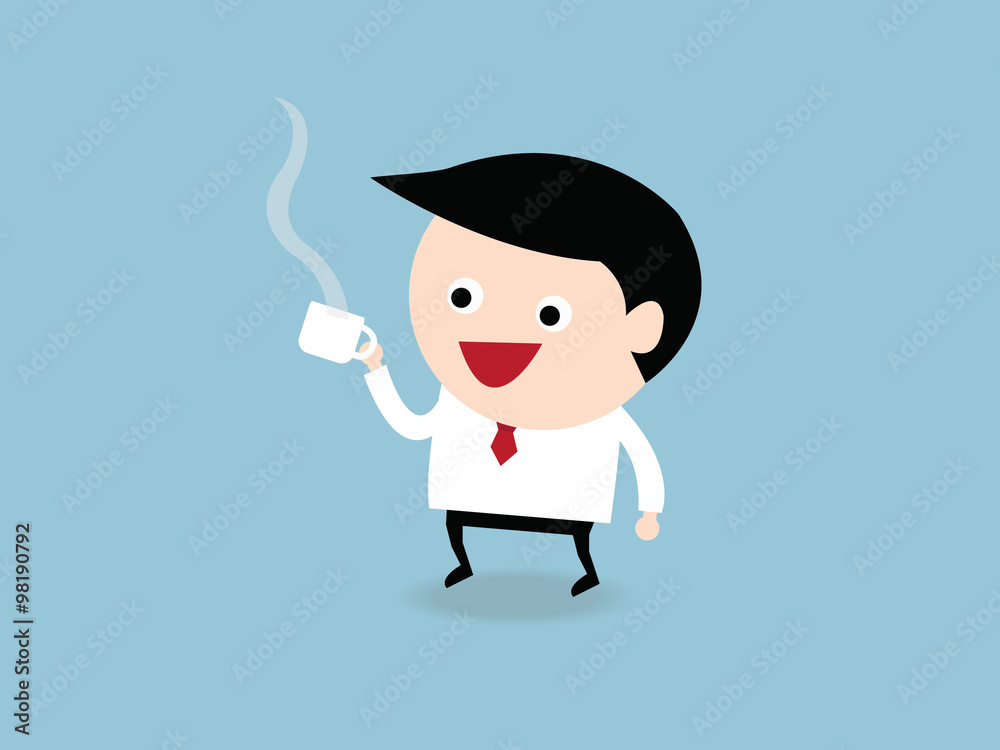 businessman relaxing with coffee cup, flat design businessman relaxing with coffee cup, flat design