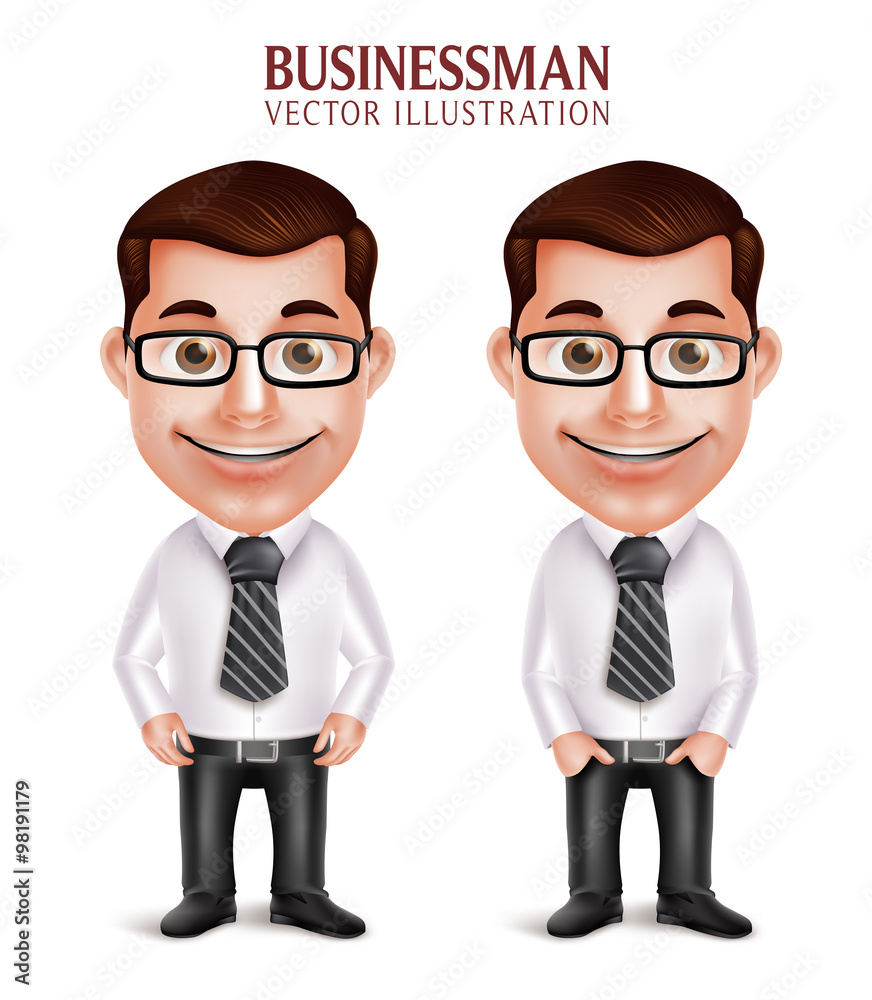 Set of 3D Realistic Professional Business Man Character Happy Smiling Isolated in White Background. Vector Illustration
Set of 3D Realistic Professional Business Man Character Happy Smiling Isolated in White Background. Vector Illustration
