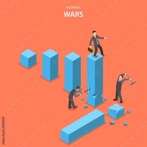 Business wars isometric flat vector concept.