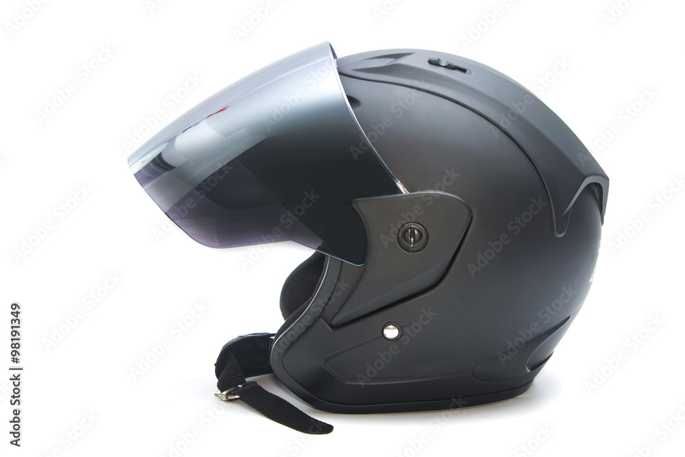 black motorcycle helmet isolated