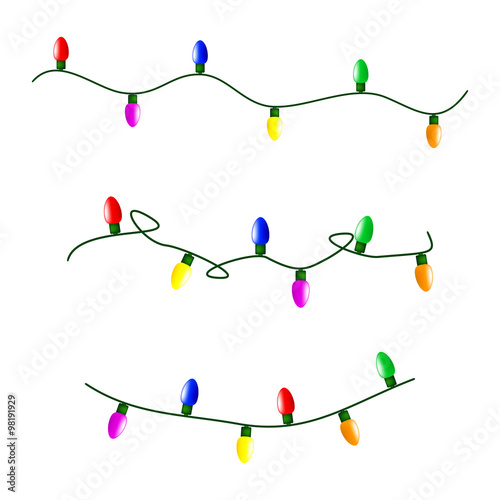 Christmas light bulb string vector symbol set, icon  design. Winter illustration isolated on white background.