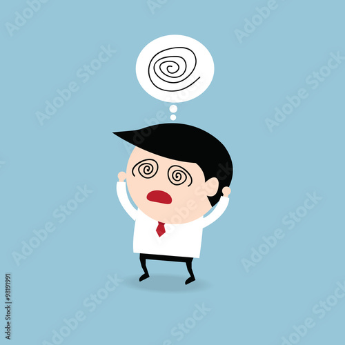 Businessman get confused, flat design