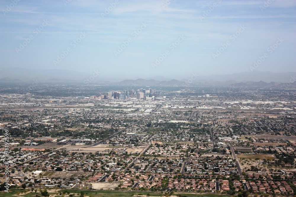 View to Phoenix from South Mountain Park, Arizona USA