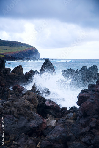 Easter Island rocky coast.