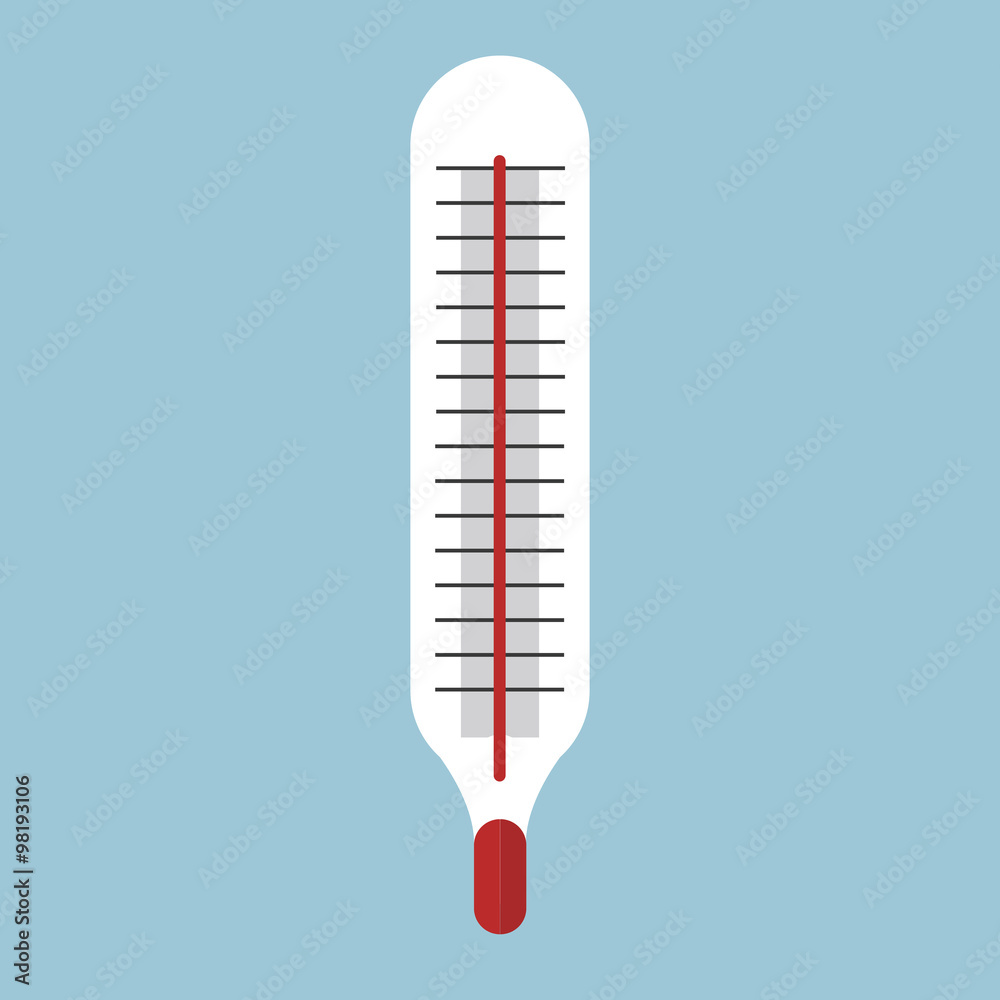 A mercury thermometer icon, flat design, vector A mercury thermometer icon, flat design, vector
