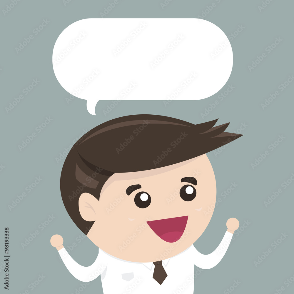 Businessman with a empty speech bubble, flat design Businessman with a empty speech bubble, flat design