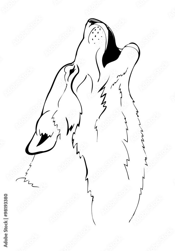 Fototapeta premium head howling wolf vector illustration