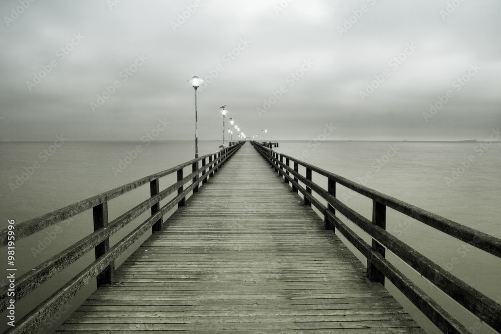 Pier in Ahlbeck. Ahlbeck at Baltic Sea on Usedom Island,Mecklenburg- Vorpommern,Germany. Pier in Ahlbeck. Ahlbeck at Baltic Sea on Usedom Island,Mecklenburg- Vorpommern,Germany.