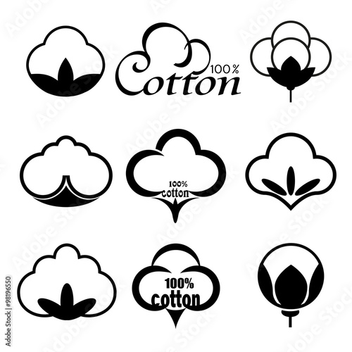 Set of icons for creating cotton trademark and brand