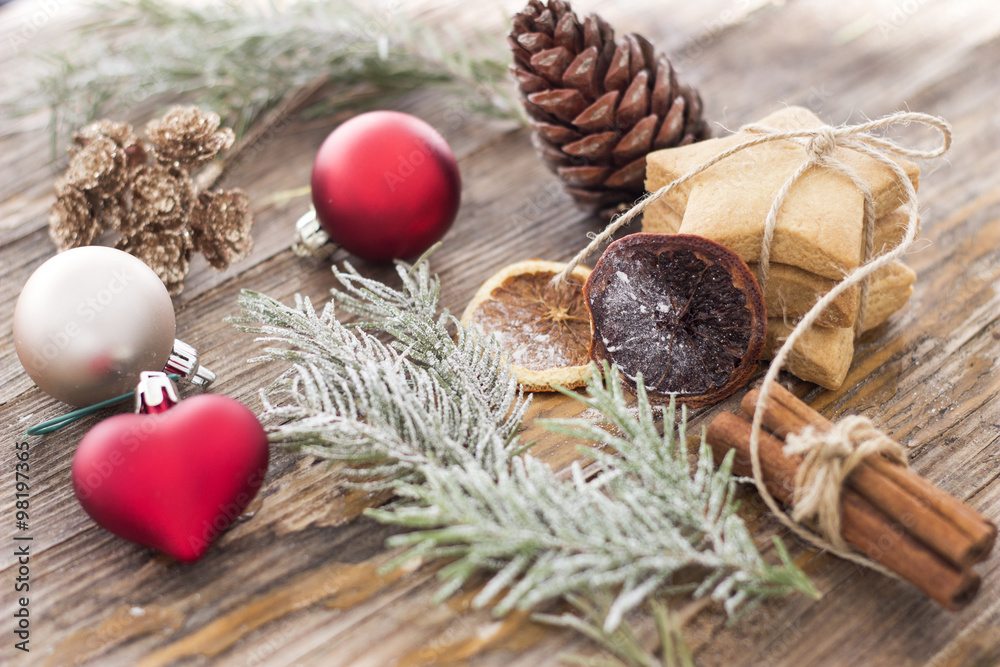 Christmas background with christmas gingerbread cookies on wooden Christmas background with christmas gingerbread cookies on wooden