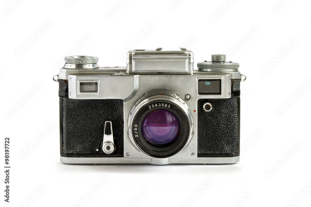 Old rangefinder camera isolated Old rangefinder camera isolated