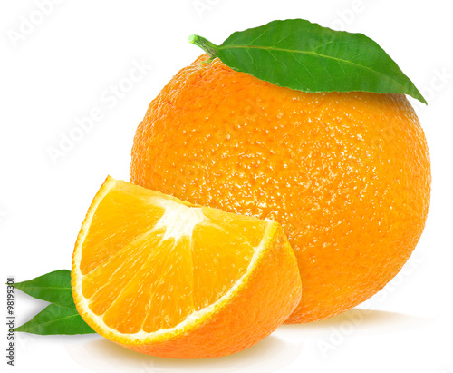 oranges and slice isolated on white background