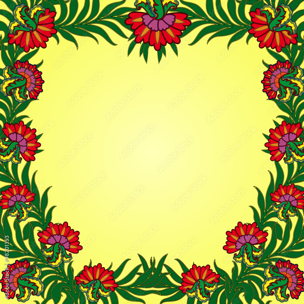 Pattern with a frame of summer flowers Pattern with a frame of summer flowers