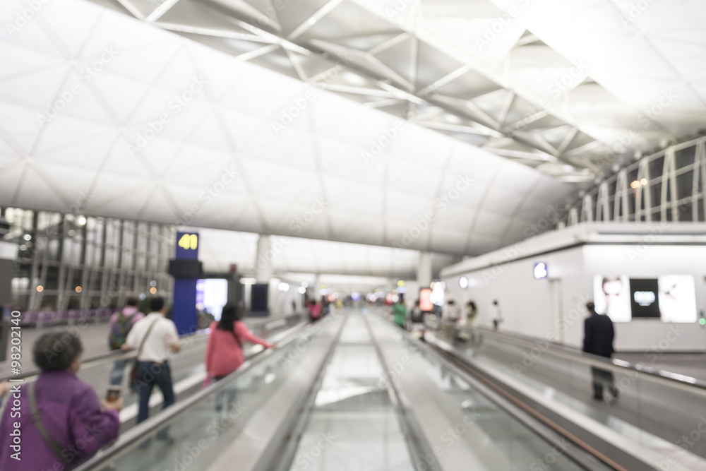 blurred escalator