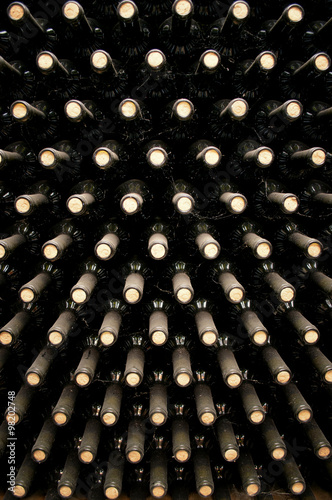 wine bottles in cellar
