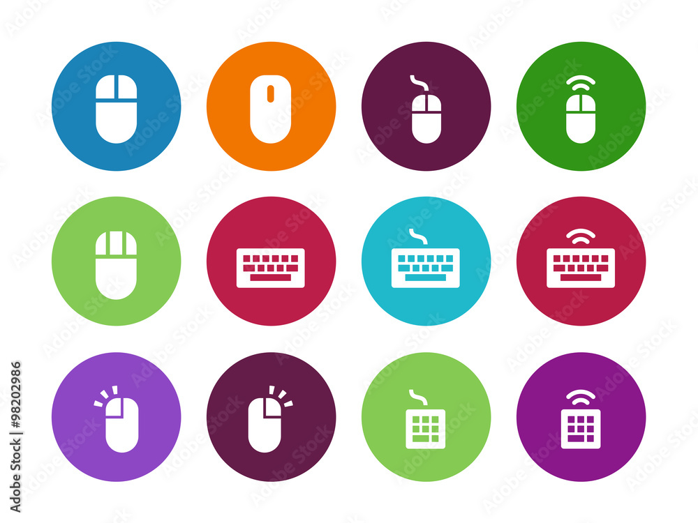 Computer mouse circle icons on white background. Computer mouse circle icons on white background.