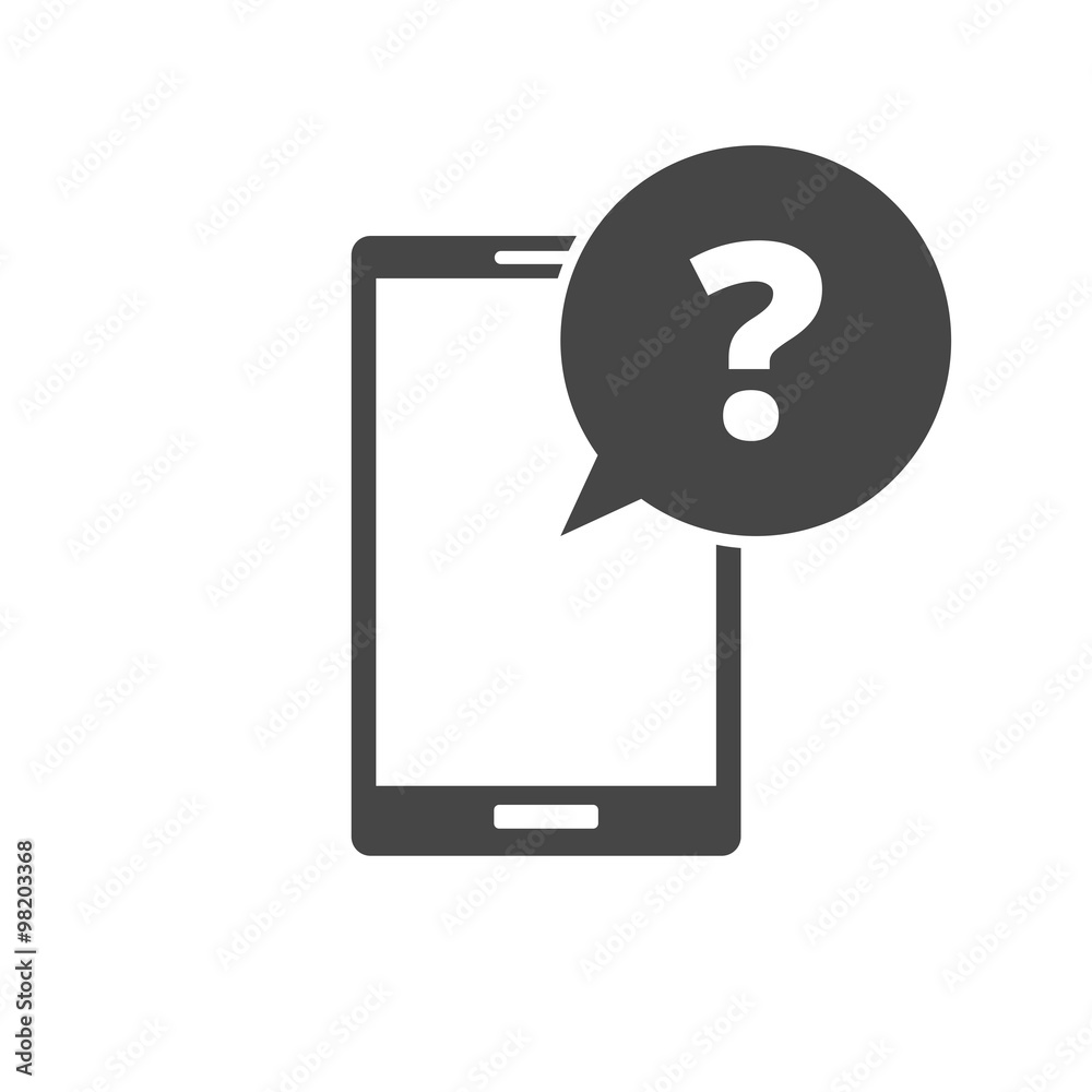 Smartphone icon speech bubble question mark Smartphone icon speech bubble question mark