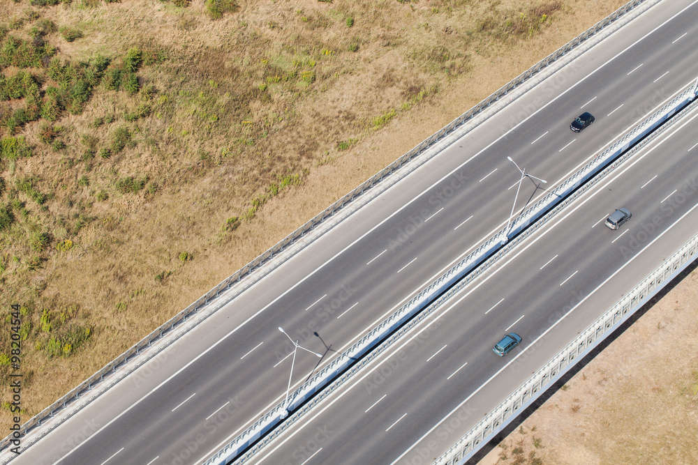 aerial view of highway