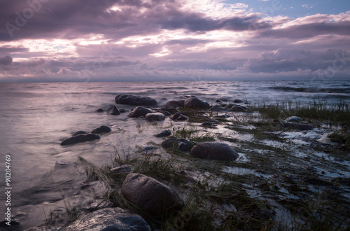 Sunset with rainclouds on the horizon, southern of sweden