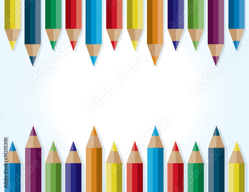 Colored Pencils Border Background Illustration
