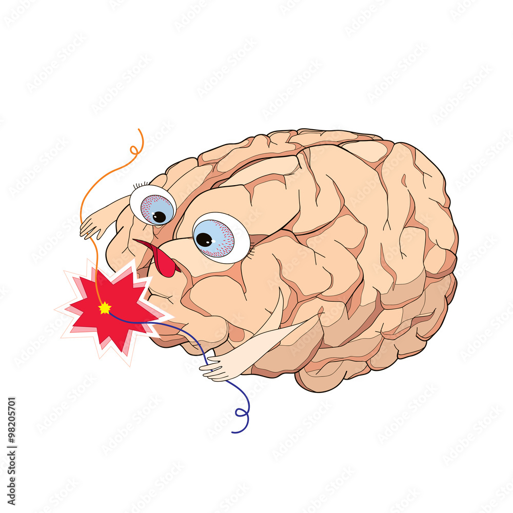 Brain with wire short circuit in style. Concept of brainstorm, of ideas, concentration, creativity, imagination intellect. Stock Vector | Adobe Stock