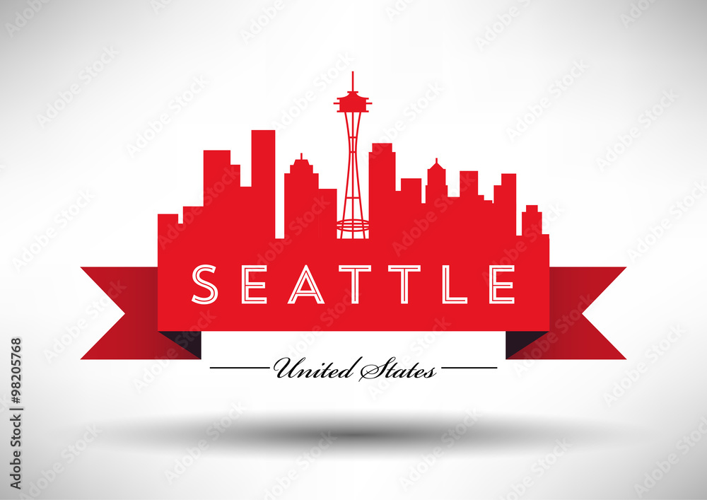 Vector Seattle Skyline Design with Typography Vector Seattle Skyline Design with Typography