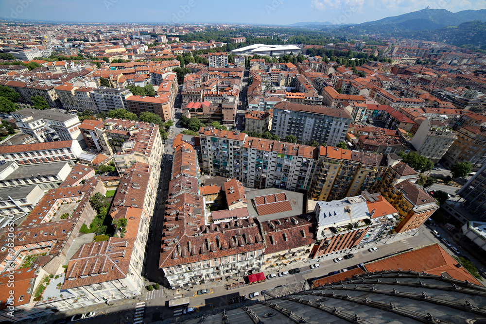 aerial view of the city of Turin from  MOLE ANTONELLIANA