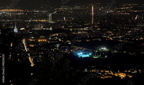 night aerial view of the populous European metropolis