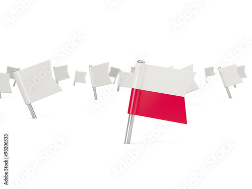 Square pin with flag of poland