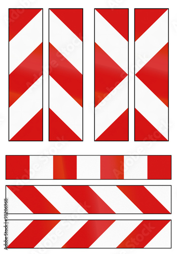 Collection of Slovenian chevron and road markers