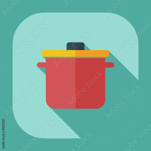 Flat modern design with shadow icons saucepan