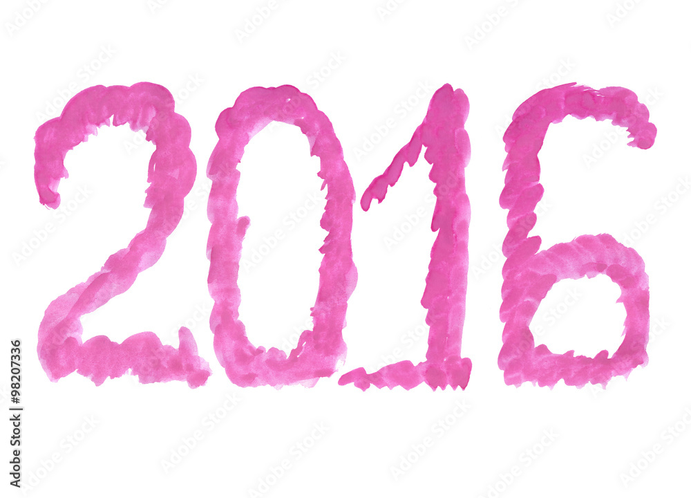 The number 2016 is painted with gouache