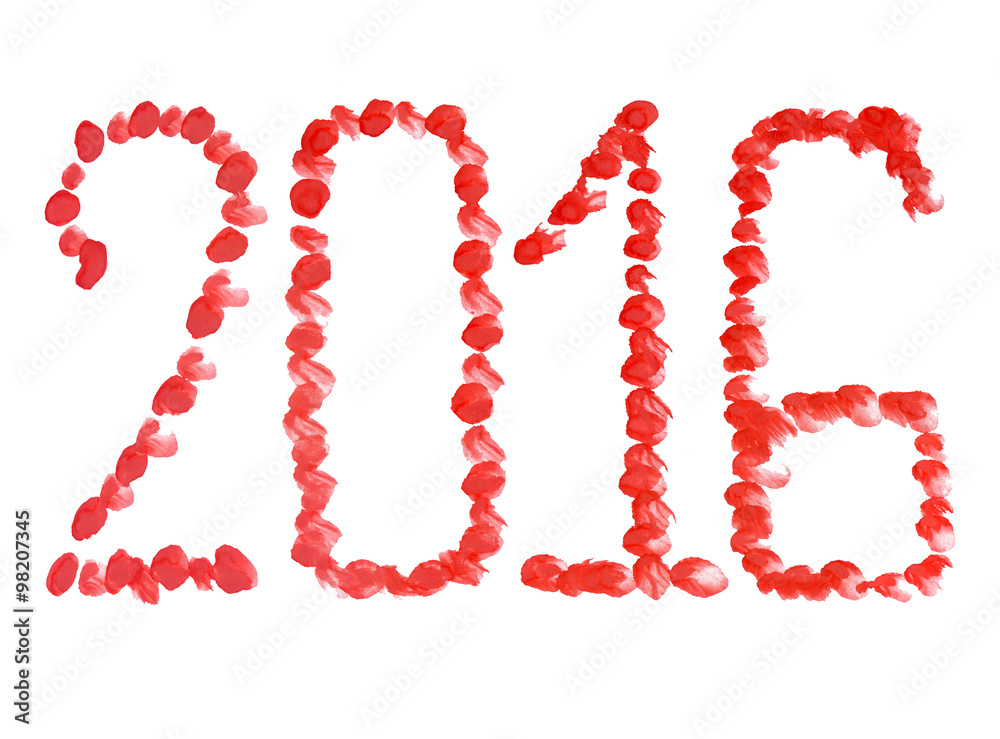 The number 2016 is painted with gouache The number 2016 is painted with gouache