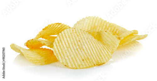 Obraz na plátne potato chips on white background