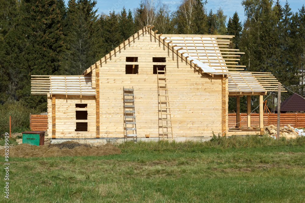 unfinished house of beams without roof unfinished house of beams without roof