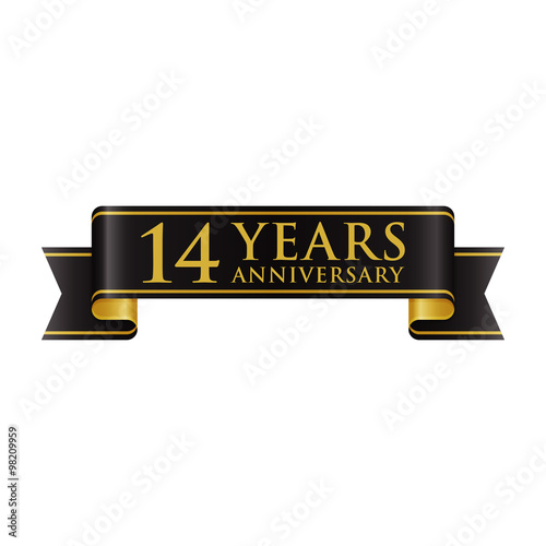 Simple Black Gold Ribbon Anniversary logo 14