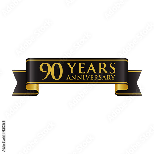 Simple Black Gold Ribbon Anniversary logo 90