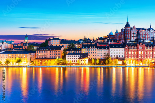 Evening scenery of the Old Town in Stockholm, Sweden