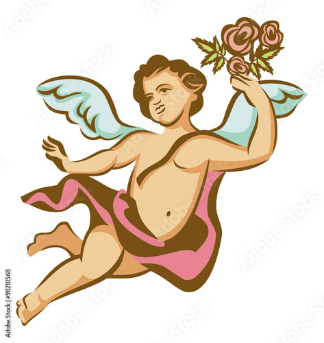 Vector image of flying angel 