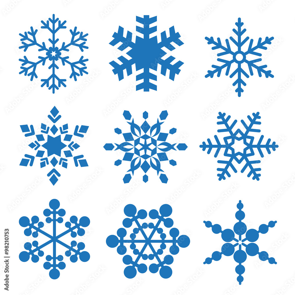 Copos de nieve geométricos y aislados Copos de nieve geométricos y aislados