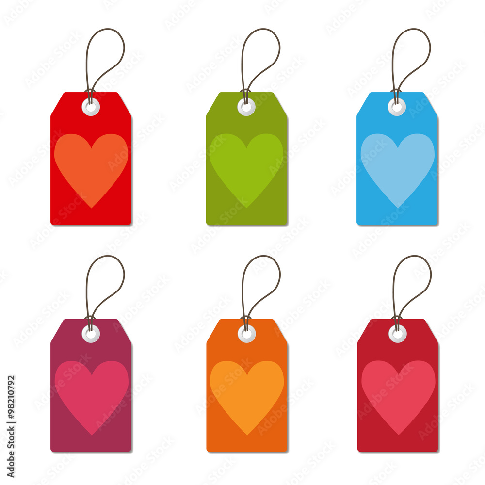 Etiquetas con corazones para San Valentin vector de Stock | Adobe Stock